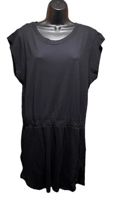 Free People FP Beach Tee Shirt Dress Women's Size Large Black Elastic Waist  - Image 1 of 4