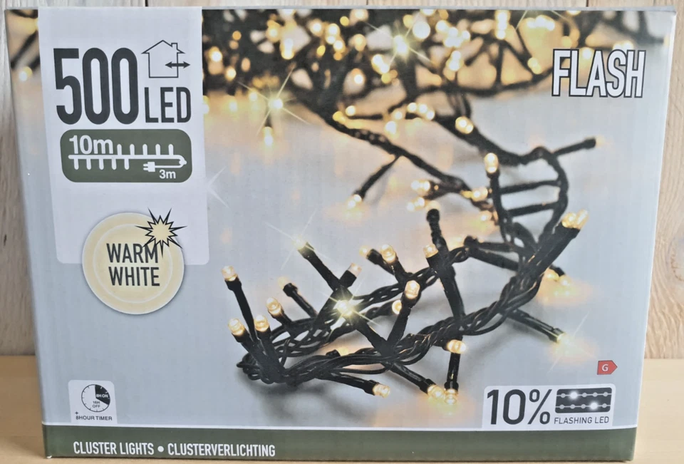 LED Büschel Lichterkette Cluster mit Timer + Flash warmweiß außen Strom 500 Deko - Bild 1 von 1