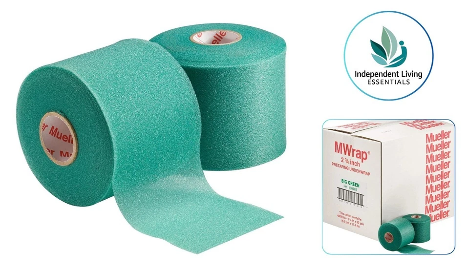 Mueller M Wrap Underwrap 2 ¾” Foam Sports Tape Skin Protection Green (48 Rolls) - Image 1 of 4