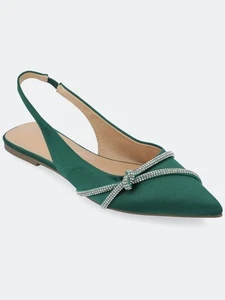 Journee Collection Women's Rebbel Sling Pointed Evening Flat, Green Size 7M - Picture 1 of 4