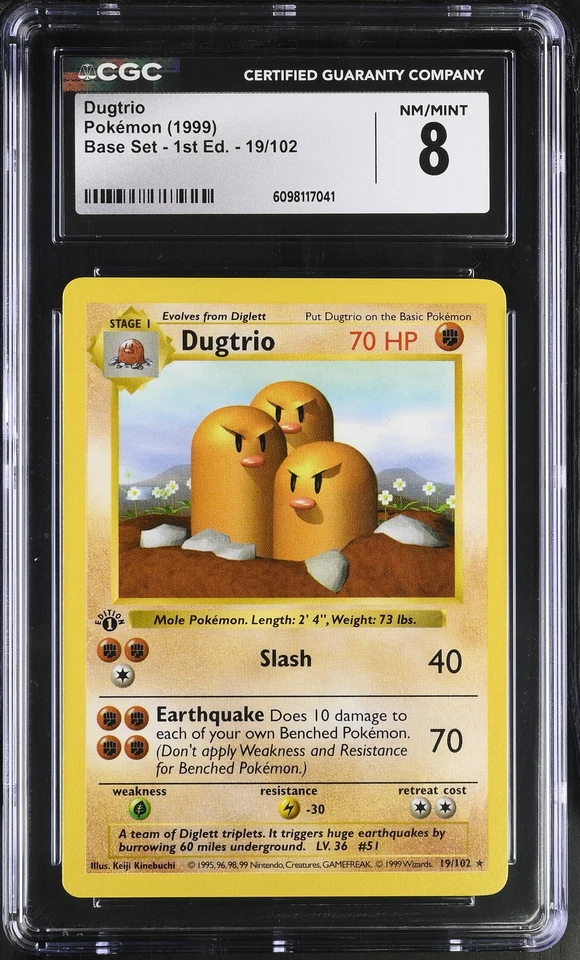 CGC 8 Dugtrio 1999 Base Set 1st Edition Shadowless 19/102 Pokemon Card - Image 1 of 2