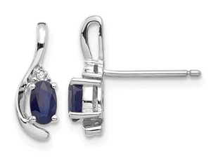 1/2 Carat (ctw) Blue Sapphire Post Earrings 14K White Gold - Picture 1 of 4