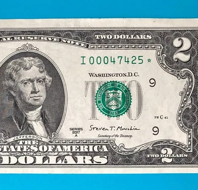 I 00047425 * : 160K Star Note 2017A (Minnesota / I / 9) $2 Two Dollar Bill - Image 1 of 3