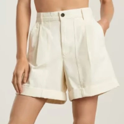 Nuevo con etiquetas Pantalones Cortos Everlane Talla 0 The Tourist Cintura Alta Dobladillo Enrollado en Hueso Marfil Blanco Foto 1 de 4