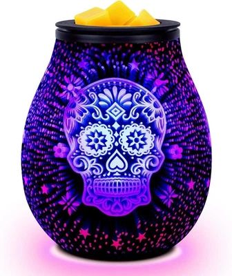 Skull Halloween Scentsy Warmer 3D Glass Electric Wax Melt Warmer with 7 Colour C - Image 1 of 4