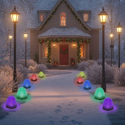 Set of 5 - 8" Tall Sugar Coated LED Gumdrop Christmas Pathway Lights - Electric - Image 1 of 4