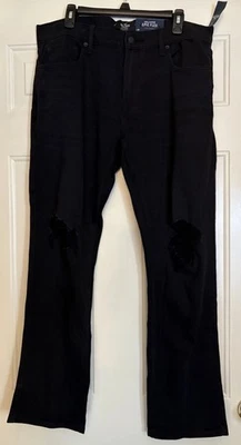 New Hollister Distressed Jeans Mens 36x32 Black Slim Straight Epic Flex Denim. - Image 1 of 4