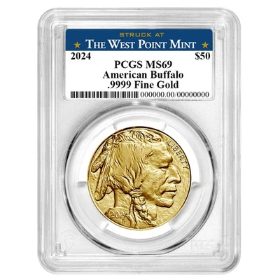 Etiqueta West Point 2024 $50 American Gold Buffalo graduación profesional MS69 Foto 1 de 2