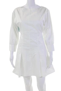 Hill House Womens Back Zip 3/4 Sleeve Scoop Neck Aveline Dress White Size XS - Picture 1 of 6