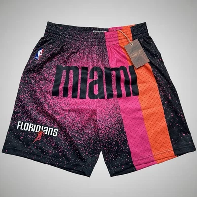 Mitchell & Ness Miami Heat Floridians Spray Paint Swingman Shorts Mens Sz L $85 - Image 1 of 4