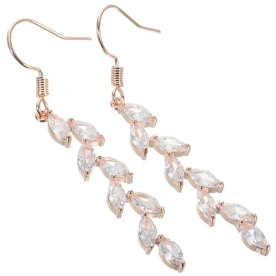  1 paio di orecchini da donna con zirconi, delicati orecchini con nappe, - Immagine 1 di 4