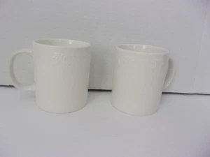2 Pfaltzgraff Charlotte White Embossed Scroll Rim 12oz. Coffee Tea Mugs - Picture 1 of 4