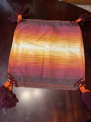 Moroccan Handmade Cotton PomPom Pillow Cover   19"x18” 2pcs - Image 1 of 4