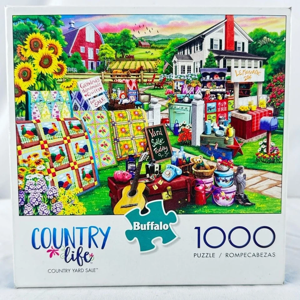 ¡SELLADO! Rompecabezas Buffalo Games Country Life “Country Yard Sale” Foto 1 de 4