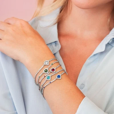 Bracciale Tennis Donna Acciaio Cuore Boccadamo Love Zircone Colori a scelta - Immagine 1 di 4