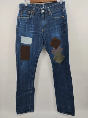 Pantalones de mezclilla con ribete Uniqlo calce regular tiro medio recto parcheado 30x32 Foto 1 de 4