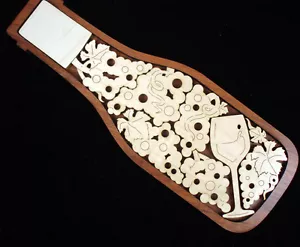 Puzzle di Enophile's Challenge or Bottle of Fine Wine - Brain teaser in legno d'acero - Foto 1 di 4
