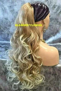 Ponytail Hair Piece Extensions Medium Blonde Mix Long Layered Wavy #T27.613 NWT - Picture 1 of 4