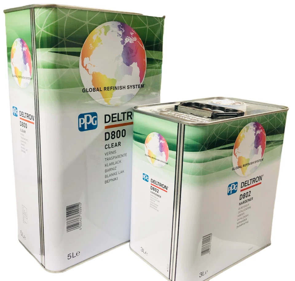 PPG Deltron D800 MS 2K laca de capa transparente 5L con kit endurecedor D802 3L 8L - Imagen 1 de 1