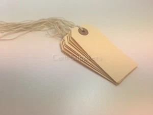 Manilla Cream Ivory Strung Tie On Tags Labels Retail Luggage Tags With String - Picture 1 of 9