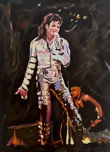 ORIGINAL HANDMADE OIL PAINTING VALENTINARTE MICHAEL JACKSON POP MUSIC THRILLER - Picture 1 of 2