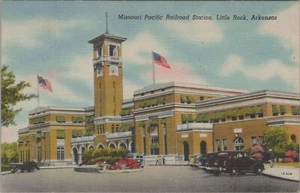 Missouri Pacific Railroad Station Little Rock Arkansas linen MoPac RR c1940 C809 - Picture 1 of 2