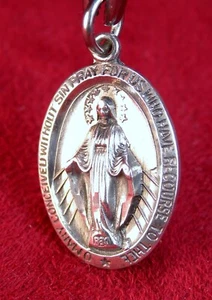 Carmelite NUN'S VINTAGE ST. CATHERINE LABOURE STERLING CATHOLIC MIRACULOUS MEDAL - Picture 1 of 12