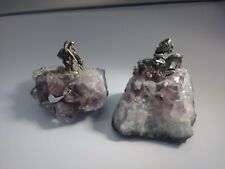 Amethyst Geode w/ Native American Indian Figurine End of the Trail Warrior Horse
