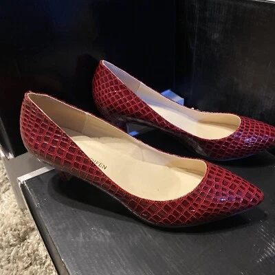 Women’s Dress Shoes By Loslandifen Red Slip On Dress Shoe Pump with 3 Inch Heels - Image 1 of 4