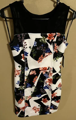 Guess Women’s Black Mesh Floral Bodycon Party Dress - Size 4 NWT — 第 1/4 张图片