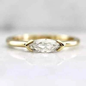 2.00Ct Marquise Cut Moissanite Women's Engagement Ring 14k Yellow Gold Plated - Picture 1 of 5