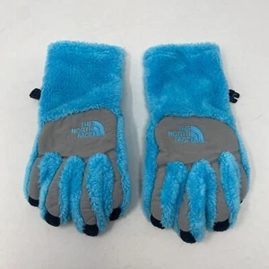 The NORTH FACE Girl's Denali Thermal Gloves Size M Youth Light Blue Fleece - Picture 1 of 8
