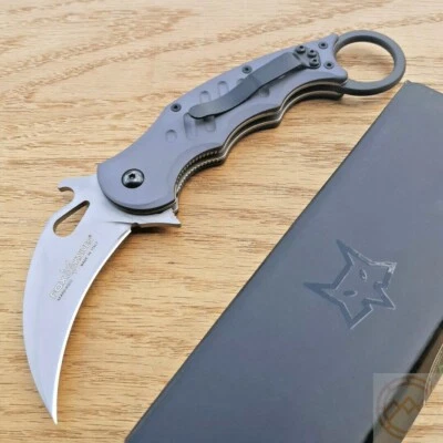 Cuchillo Plegable Fox 3" N690Co Acero Hoja Karambit Mango Aluminio Anodizado 478 Foto 1 de 4