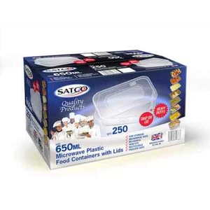 SATCO PLASTIC CONTAINER TUBS & LIDS 650ML MICROWAVE SAFE CLEAR STORAGE BOXES - Picture 1 of 9