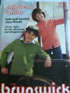 VTG 1980 Brunswick 809 Children’s Basics Sz4-14 Knit Crochet Pattern Booklet 25p - Picture 1 of 5