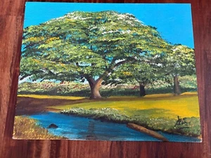 Vintage Oil Painting of Trees by a Stream - Unmarked - Picture 1 of 3