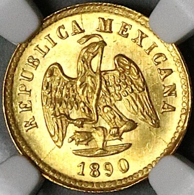 1890-Zs NGC MS 63 Mexico Gold 1 Peso Zacatecas 738 Minted Rare Coin (25020802C) - Image 1 of 4