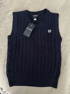 NWT Boys Sweater Vest Chaps Cable Knit Blue Pullover V-Neck Sleeveless Size 5 - Picture 1 of 2