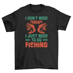 "Solo 32 - ¡No se necesita terapia, solo pesca!" Divertida camiseta de pesca, 100% algodón, - Imagen 1 de 46