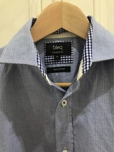 Mens Long Sleeved Tailored Fit Business Shirt Blaq Myer Brand Blue/White Size 37 - Picture 1 of 5