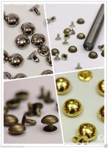 Da 50 a 1000pz borchie semisfere rivetto scelta argento/oro/bronzo 10mm +punzone - Picture 1 of 4