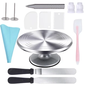 12 Inch Aluminium Alloy Cake Turntable Cake Revolving Stand Cake Decorating Kit - Picture 1 of 16