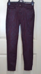 Ladies/Teenage: DARK RED & BLACK ANIMAL PRINT SKINNY JEANS [M&Co Petite Size 8] - Picture 1 of 5