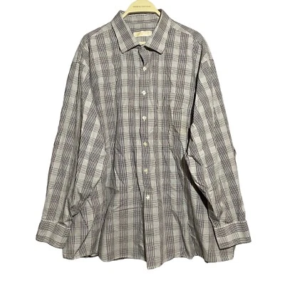Michael Kors Button Dress Shirt Men Size 19 34/35 Big Check Plaid Gray Workwear - Image 1 of 4