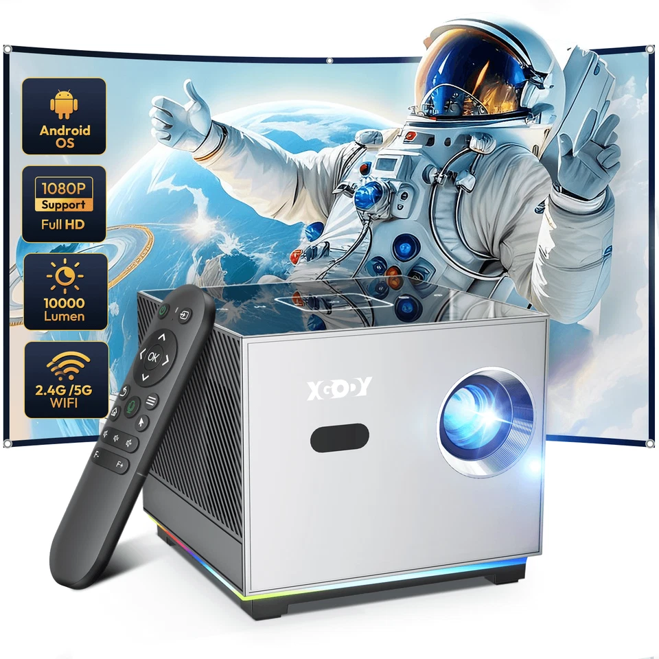 XGODY Mini Projektor 10000Lms Heimkino Beamer 1080P LCD 5G WIFI Bluetooth 5.0 DE - Bild 1 von 4