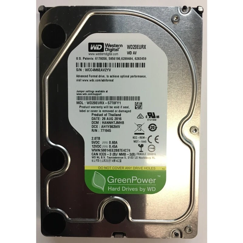 WD20EURX-57T0FY1 - Western Digital 2TB 5900 RPM SATA 3.5" HDD - Image 1 of 1