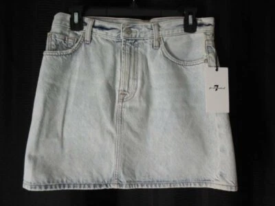 Falda Denim 7 For All Humanity Azul Claro 5 Bolsillos Talla 27 Mini Nueva Con Etiquetas Foto 1 de 3