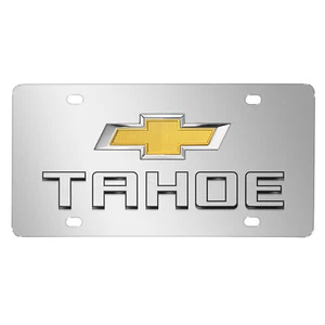 Chevrolet Tahoe Gold Bowtie Double 3d Logo Chrome Stainless Steel License Plate - Picture 1 of 4