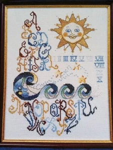 Punto de Cruz "CELESTIAL SAMPLER" patrón ~ sol, ondas, estrellas - Imagen 1 de 1