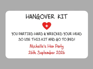Fun Hangover Kit Stickers Hen Party Birthday Survival Kit Labels for Party Bags - Picture 1 of 1